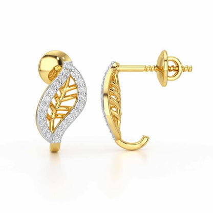 Sublte Charm Silver Stud Earrings - Yellow Gold - Image 4