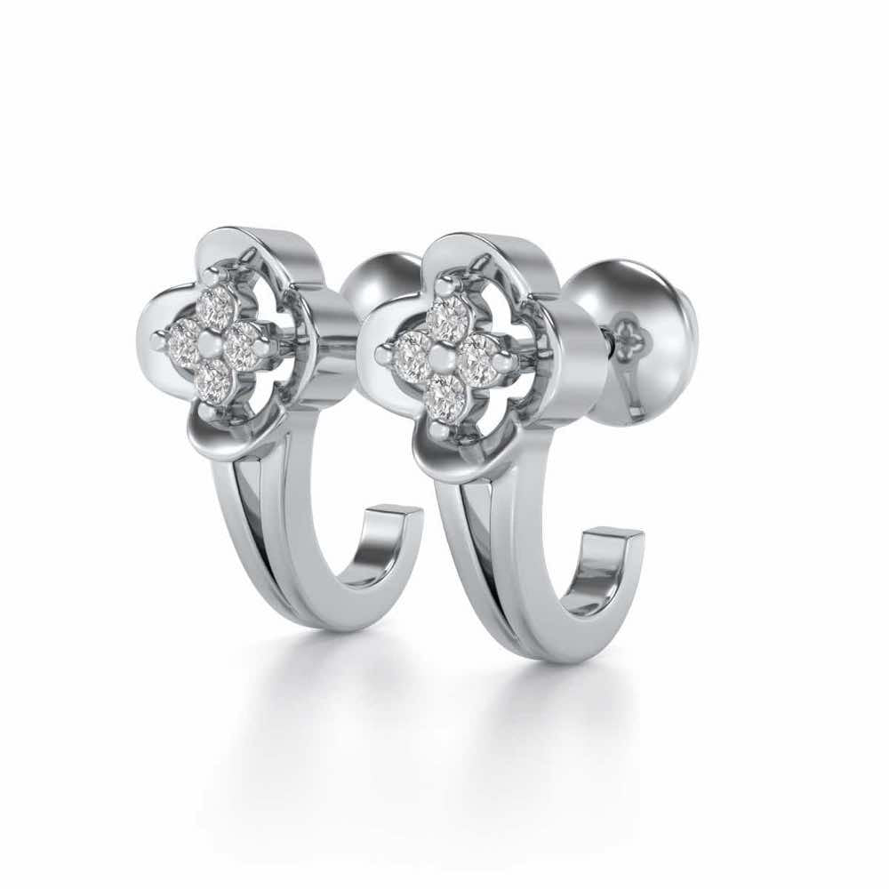 Subtle Silver Bali Earrings - White Gold - Image 3