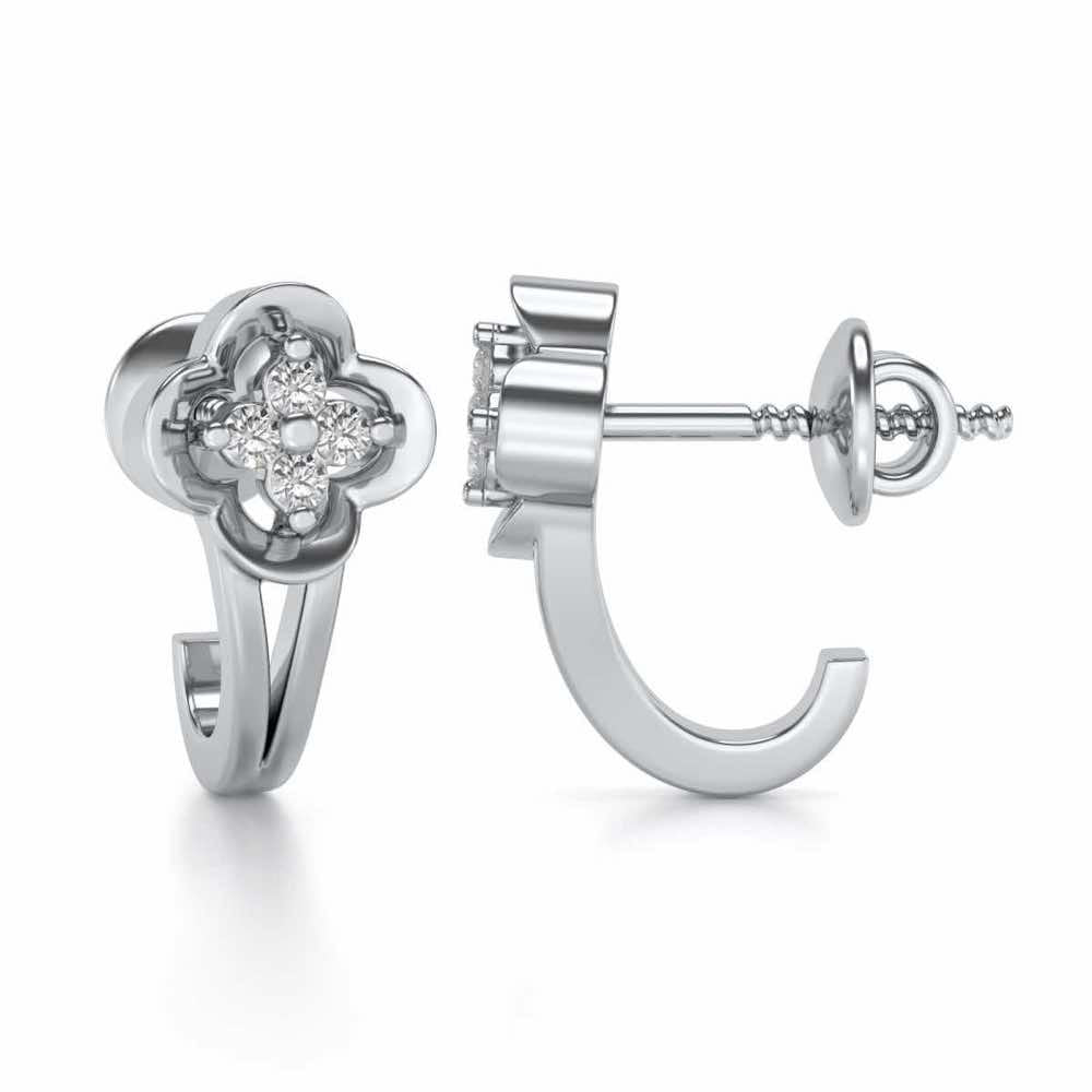 Subtle Silver Bali Earrings - White Gold - Image 4