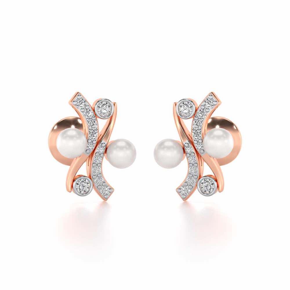 Subtle Silver Pearl Earrings - Rose Gold - Image 1