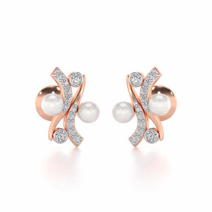Subtle Silver Pearl Earrings - Rose Gold - Image 1