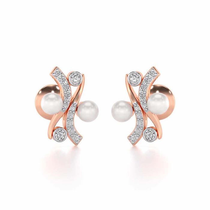 Subtle Silver Pearl Earrings - Rose Gold - Image 1
