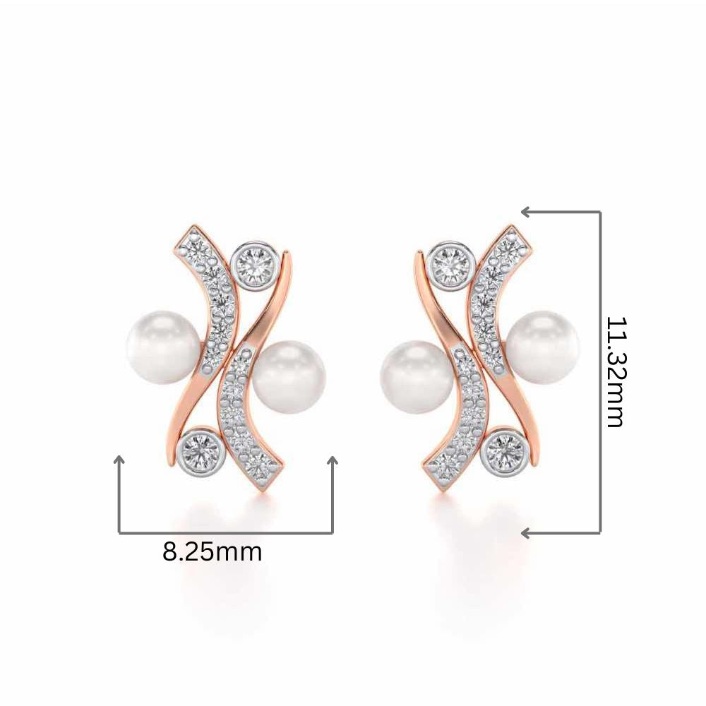 Subtle Silver Pearl Earrings - Rose Gold - Image 2