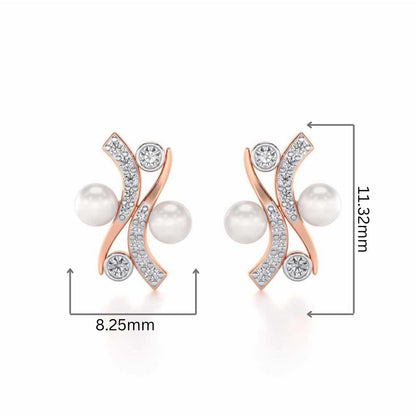 Subtle Silver Pearl Earrings - Rose Gold - Image 2