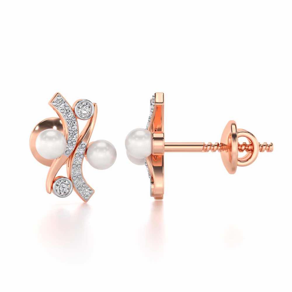 Subtle Silver Pearl Earrings - Rose Gold - Image 4