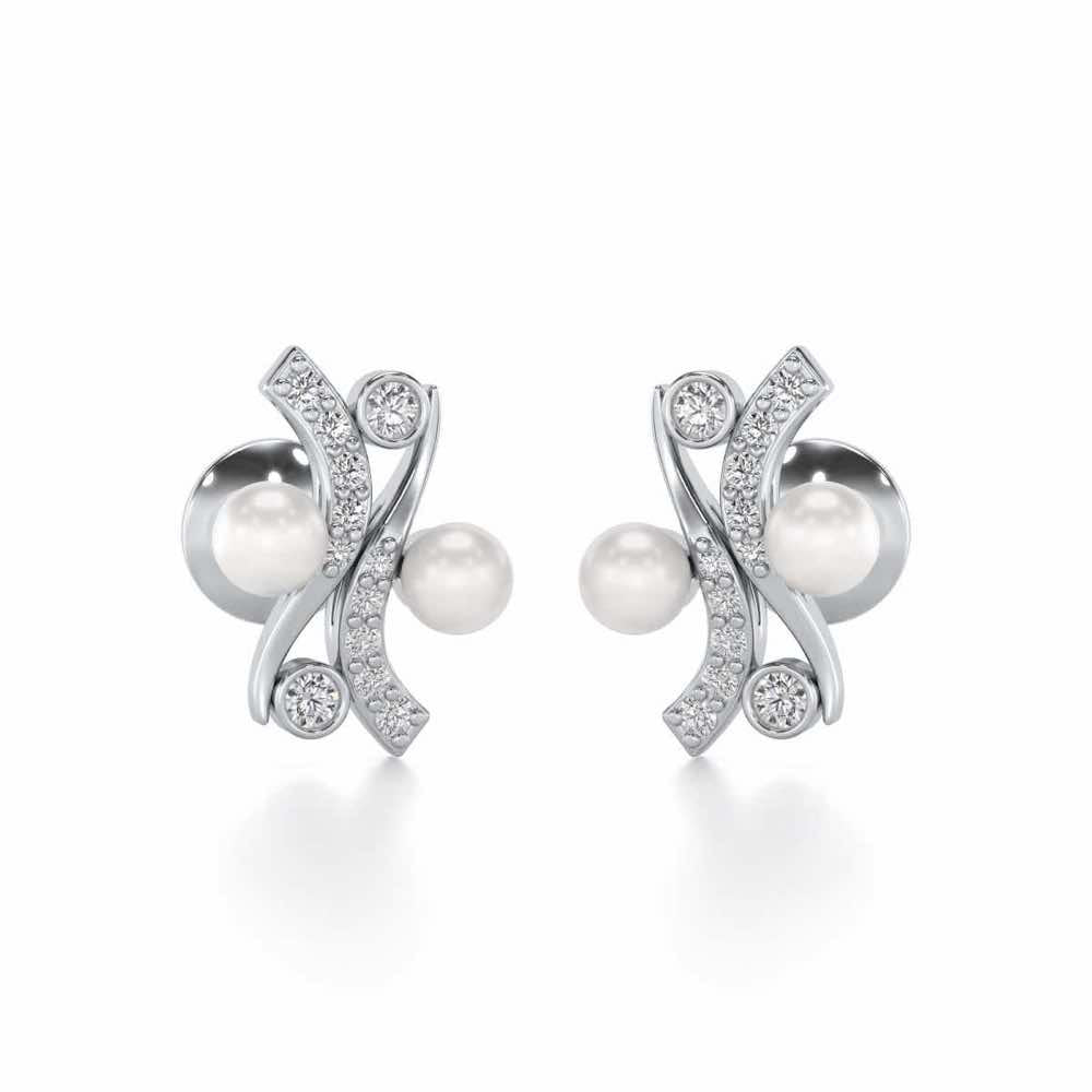 Subtle Silver Pearl Earrings - White Gold - Image 1
