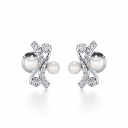 Subtle Silver Pearl Earrings - White Gold - Image 1