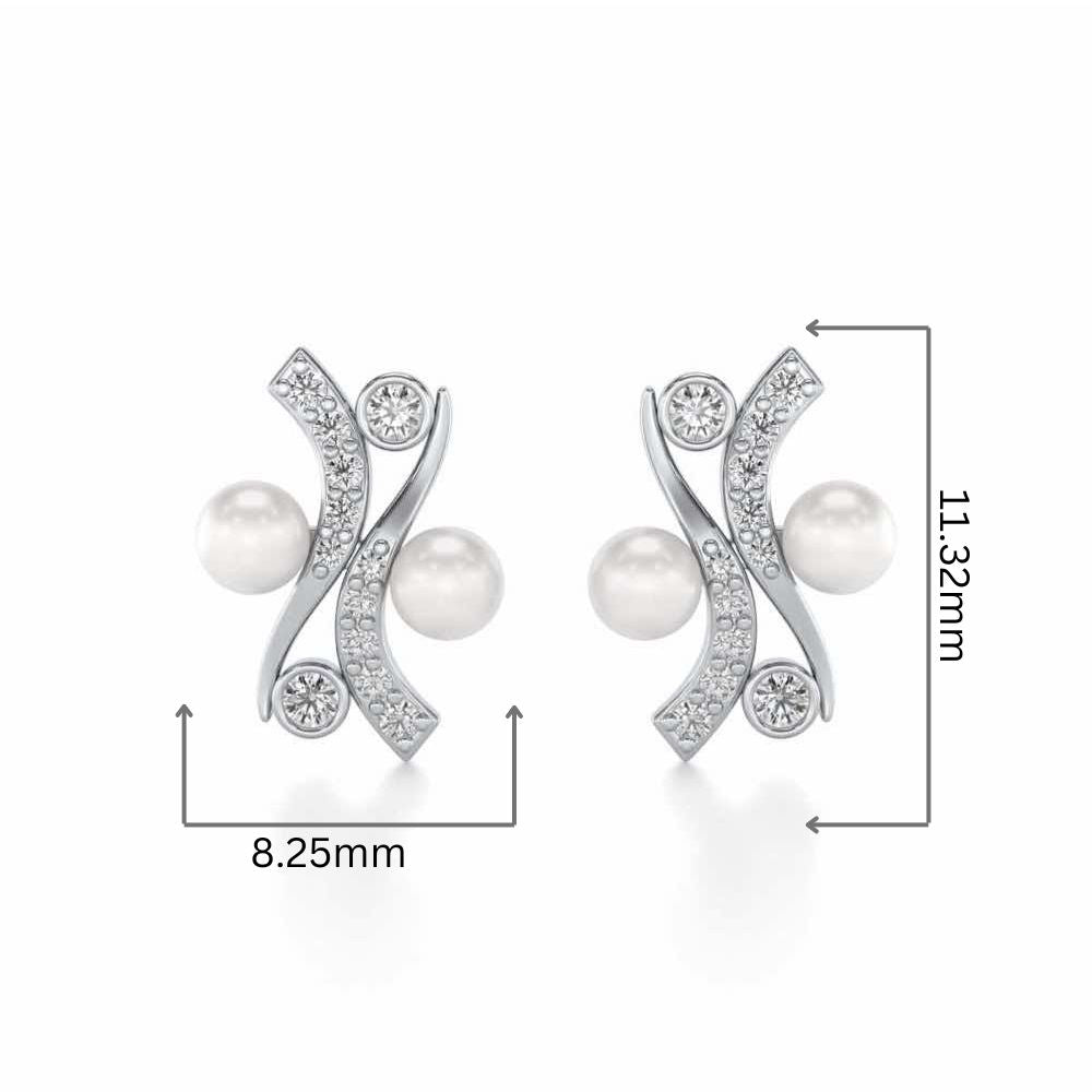Subtle Silver Pearl Earrings - White Gold - Image 2