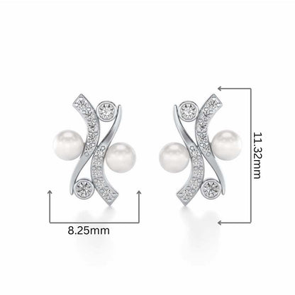 Subtle Silver Pearl Earrings - White Gold - Image 2