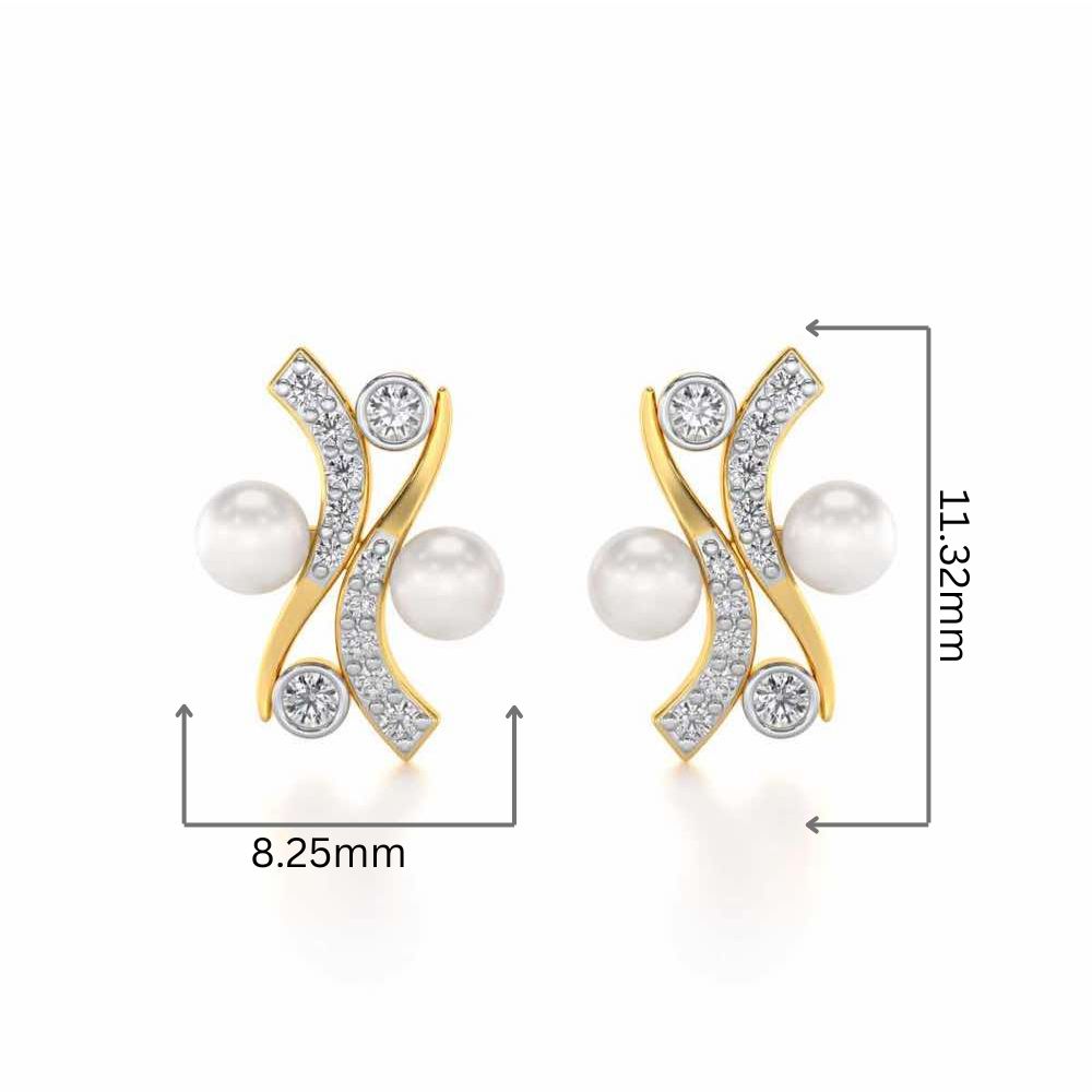 Subtle Silver Pearl Earrings - Yellow Gold - Image 2