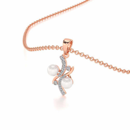 Subtle Silver Pearl Pendant - Rose Gold - Image 1