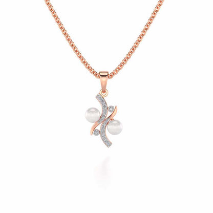 Subtle Silver Pearl Pendant - Rose Gold - Image 2
