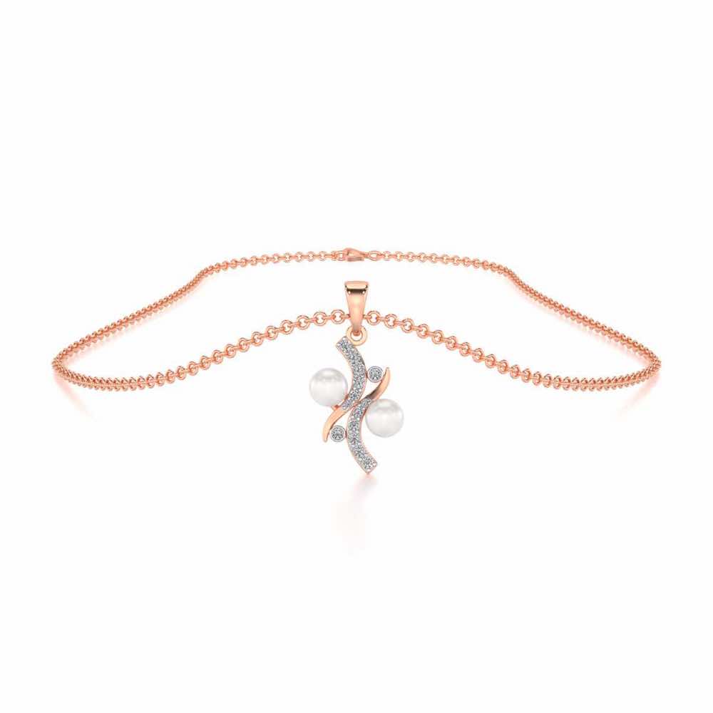 Subtle Silver Pearl Pendant - Rose Gold - Image 3