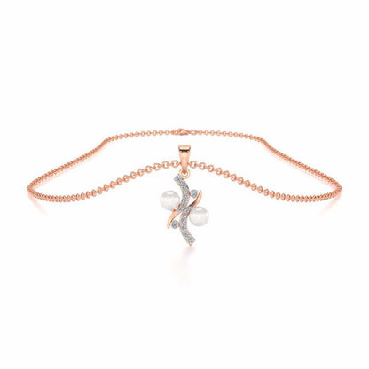 Subtle Silver Pearl Pendant - Rose Gold - Image 3