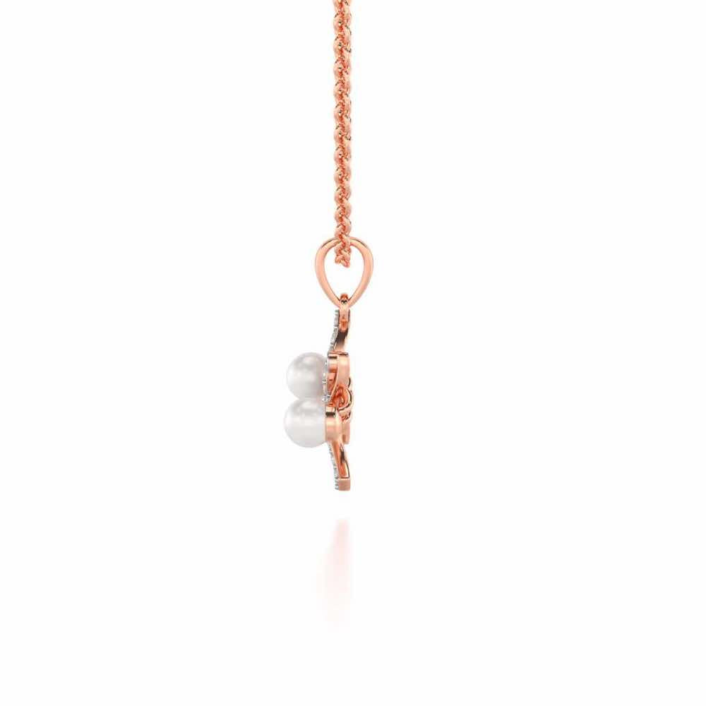 Subtle Silver Pearl Pendant - Rose Gold - Image 4