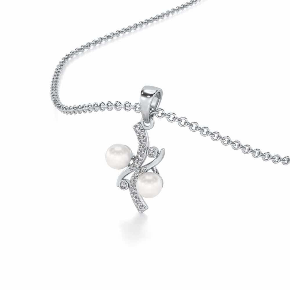 Subtle Silver Pearl Pendant - White Gold - Image 1