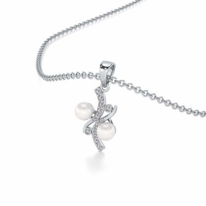 Subtle Silver Pearl Pendant - White Gold - Image 1