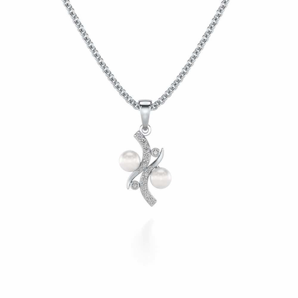 Subtle Silver Pearl Pendant - White Gold - Image 2
