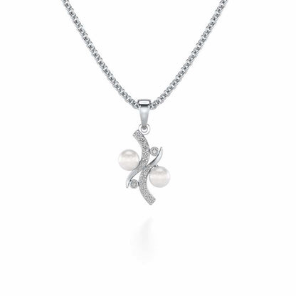 Subtle Silver Pearl Pendant - White Gold - Image 2