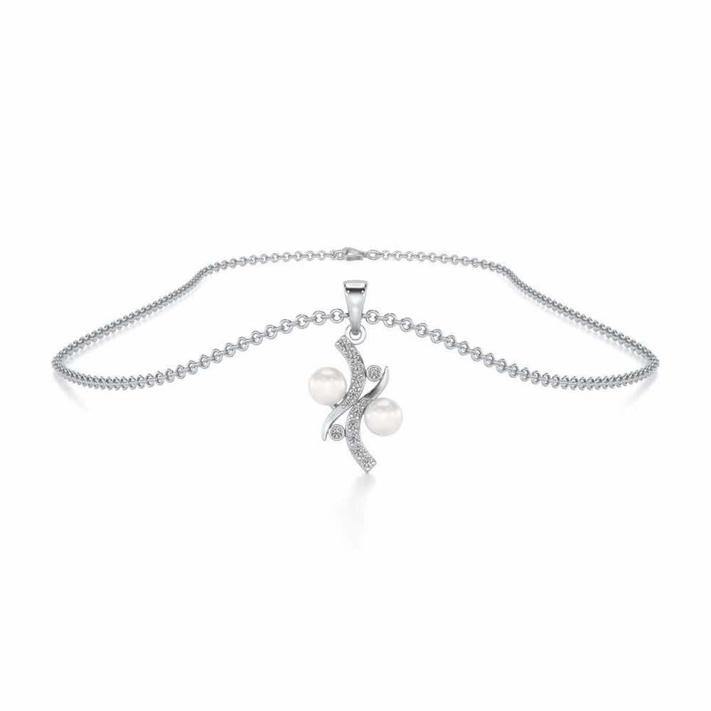 Subtle Silver Pearl Pendant - White Gold - Image 3