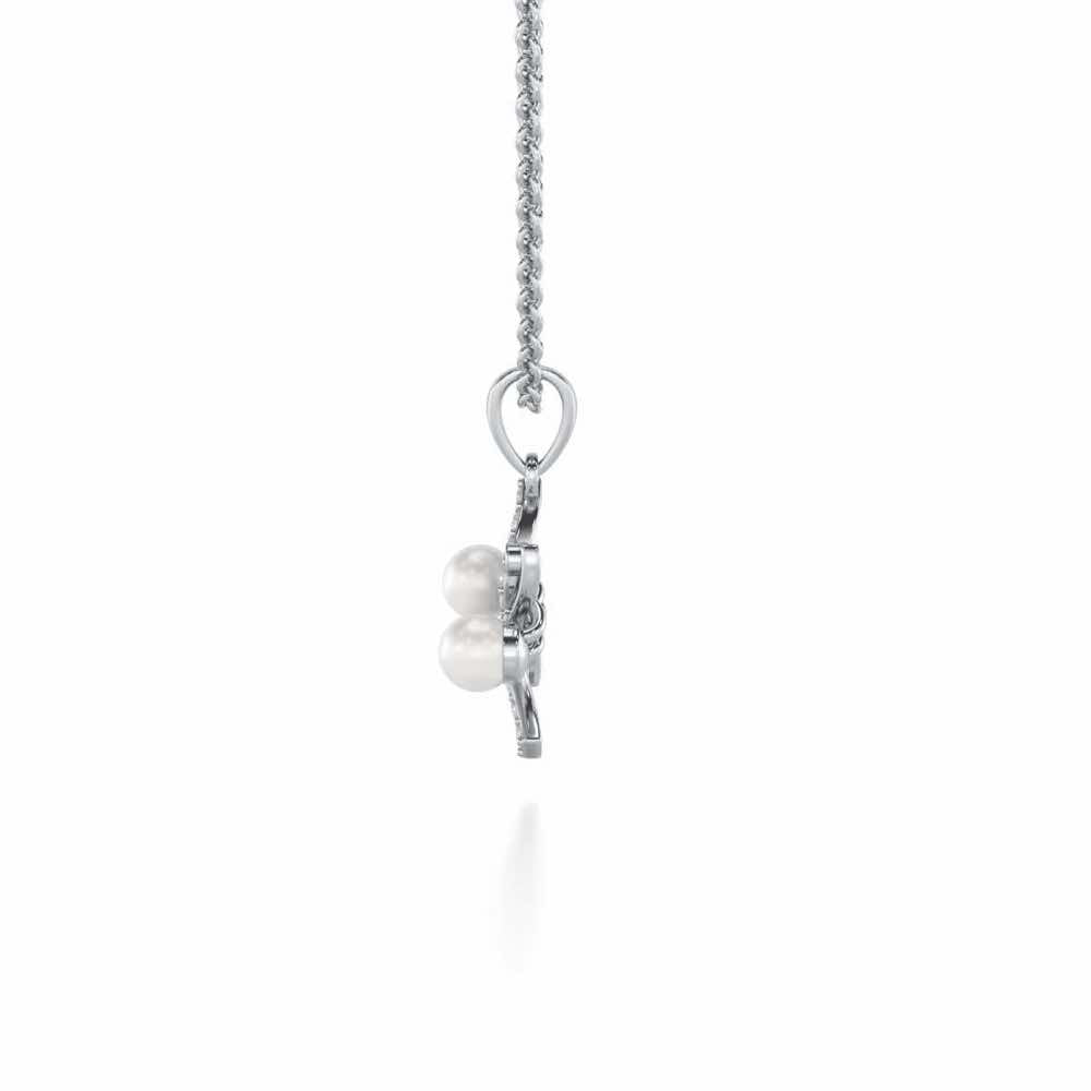 Subtle Silver Pearl Pendant - White Gold - Image 4