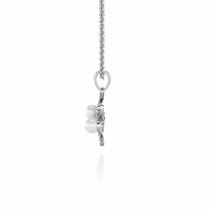 Subtle Silver Pearl Pendant - White Gold - Image 4