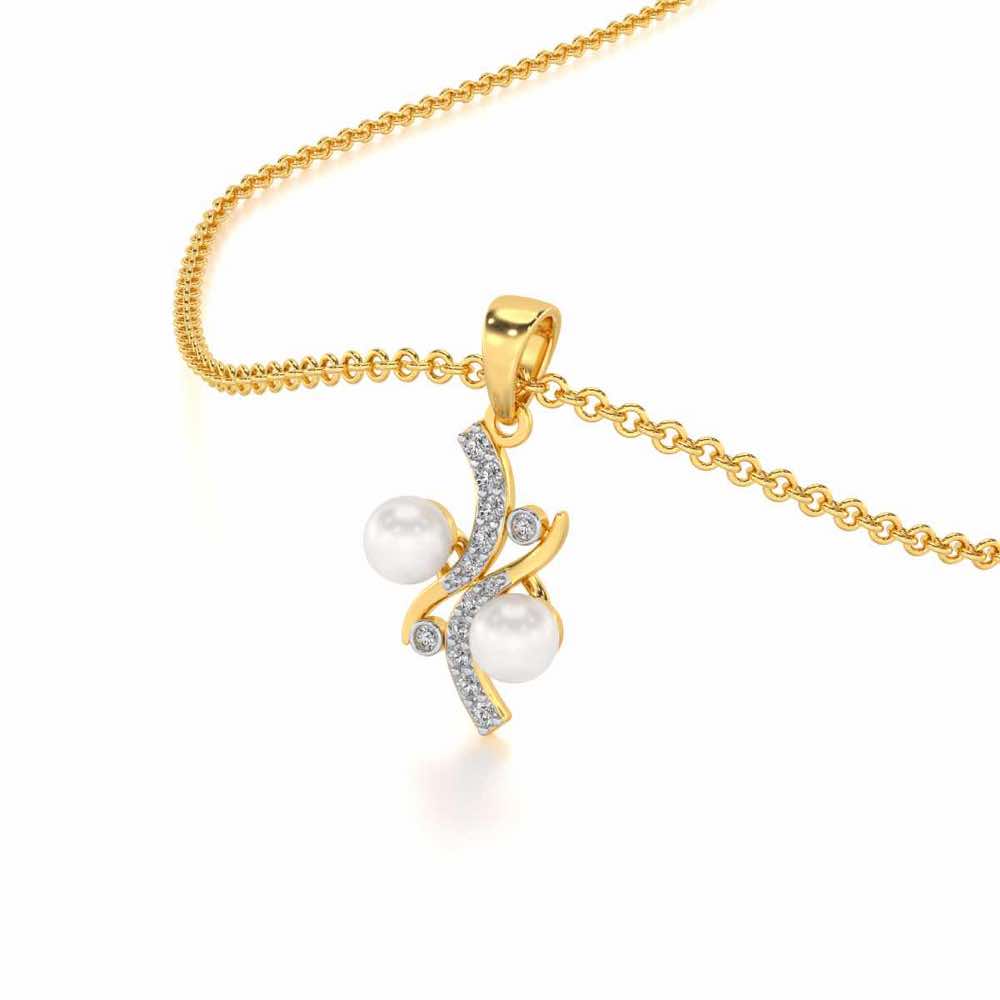 Subtle Silver Pearl Pendant - Yellow Gold - Image 1