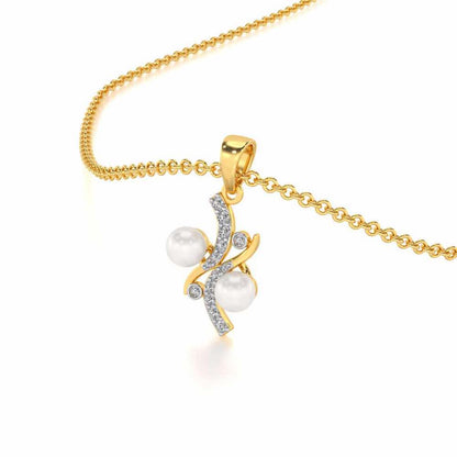 Subtle Silver Pearl Pendant - Yellow Gold - Image 1