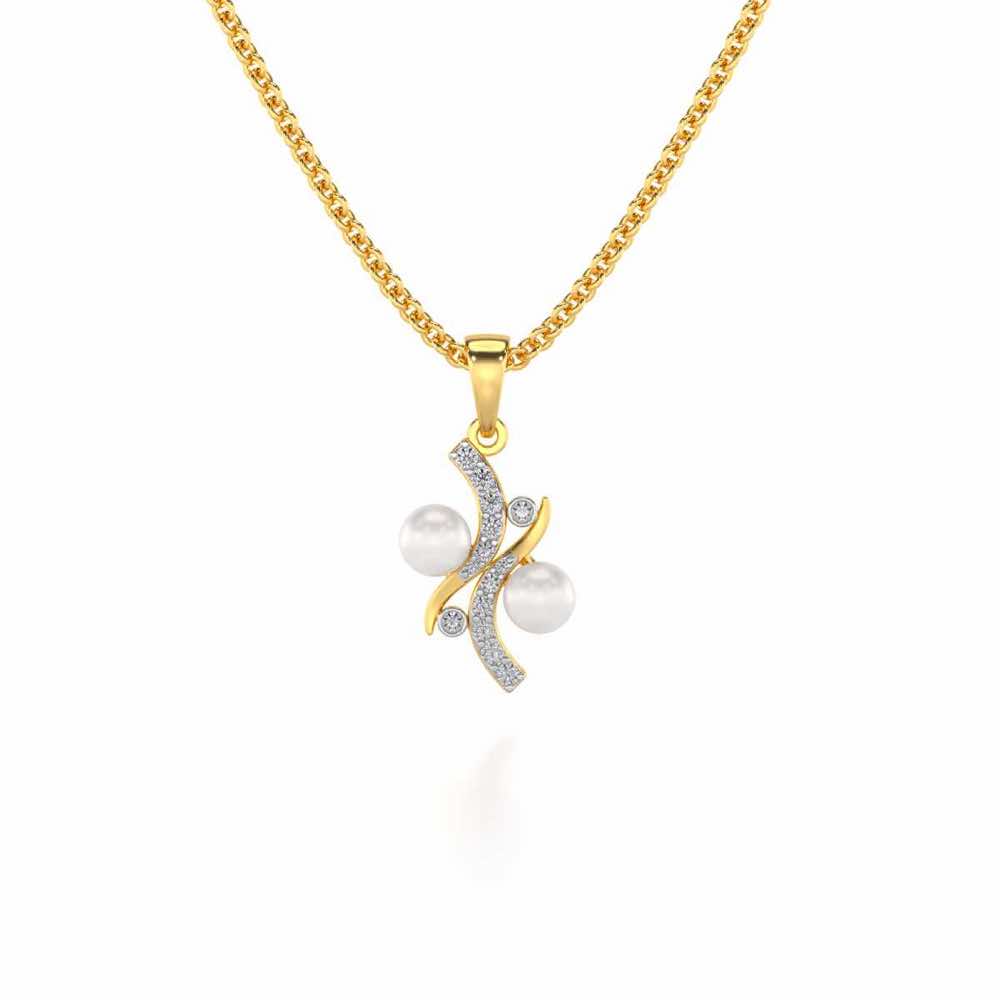 Subtle Silver Pearl Pendant - Yellow Gold - Image 2