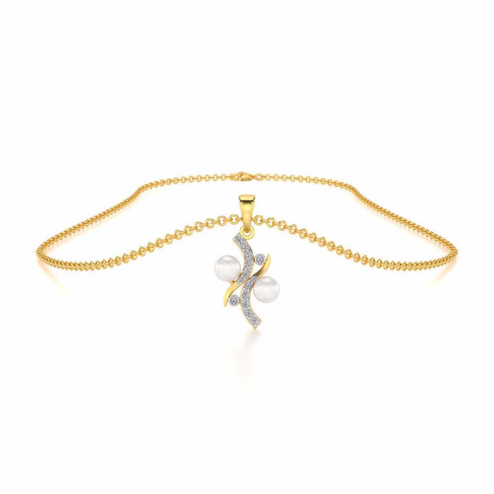 Subtle Silver Pearl Pendant - Yellow Gold - Image 3