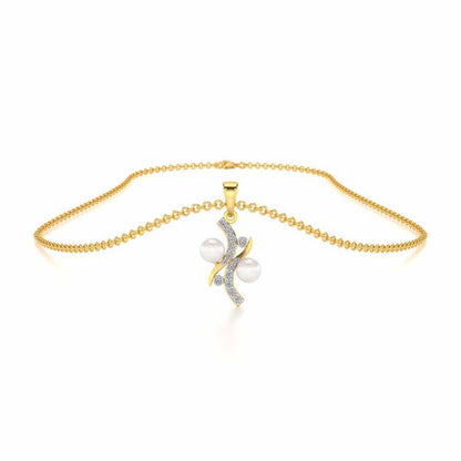 Subtle Silver Pearl Pendant - Yellow Gold - Image 3