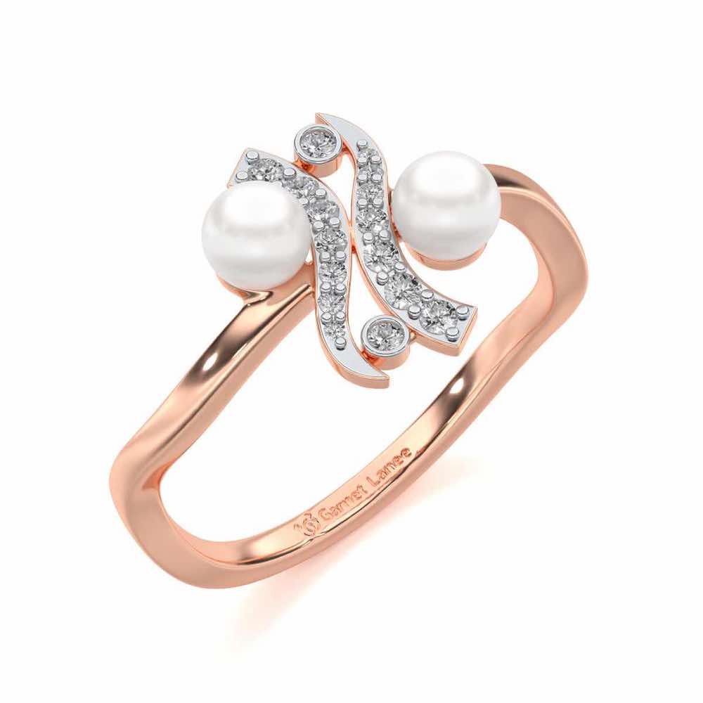 Subtle Silver Pearl Ring - Rose Gold - Image 1