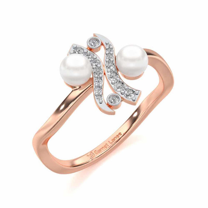 Subtle Silver Pearl Ring - Rose Gold - Image 1