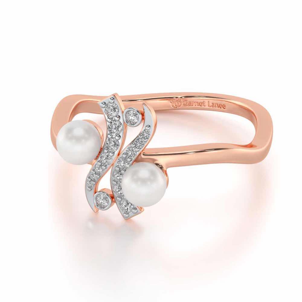 Subtle Silver Pearl Ring - Rose Gold - Image 2