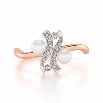 Subtle Silver Pearl Ring - Rose Gold - Image 4