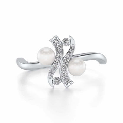 Subtle Silver Pearl Ring - White Gold - Image 4
