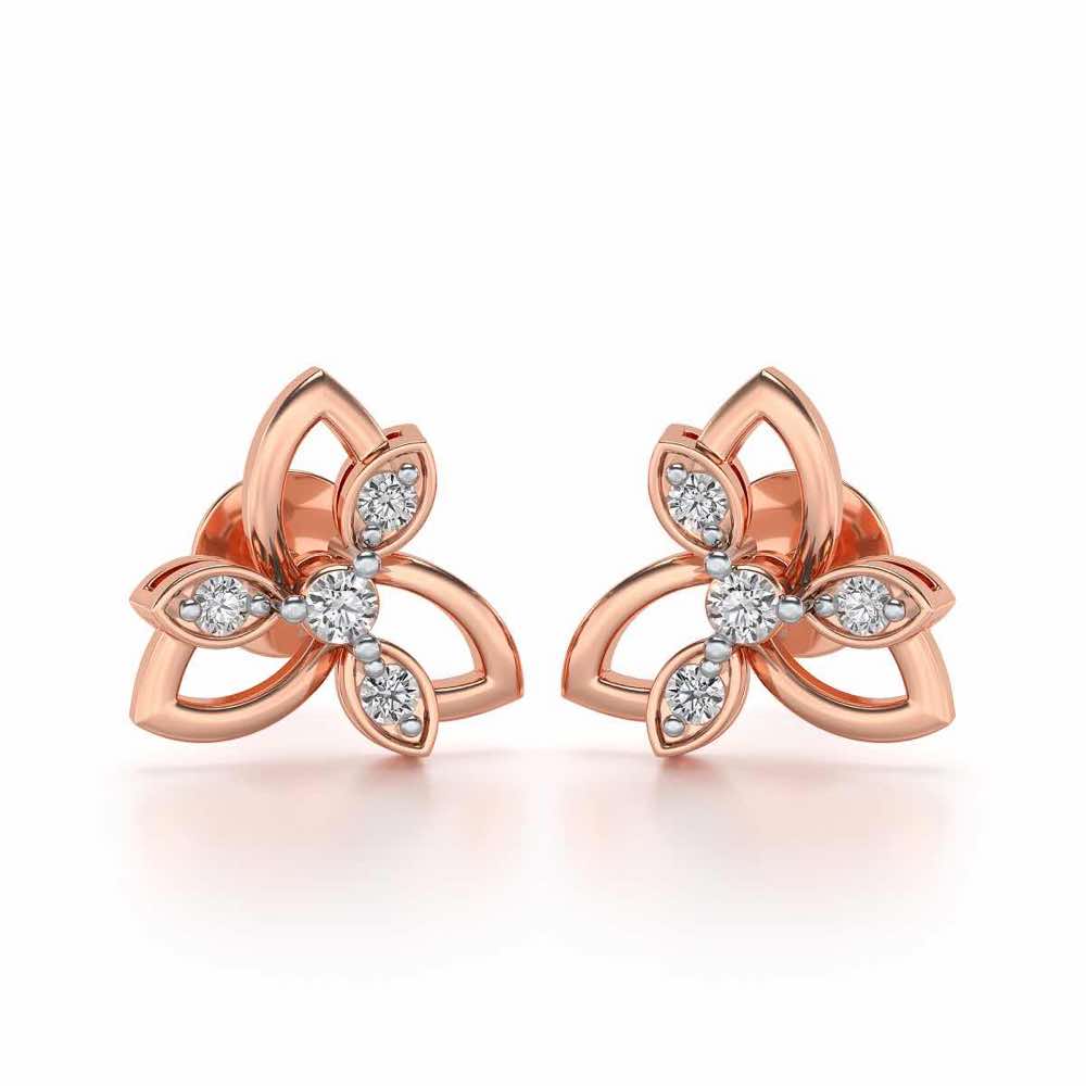 Subtle Flora Silver Earrings - Rose Gold - Image 1