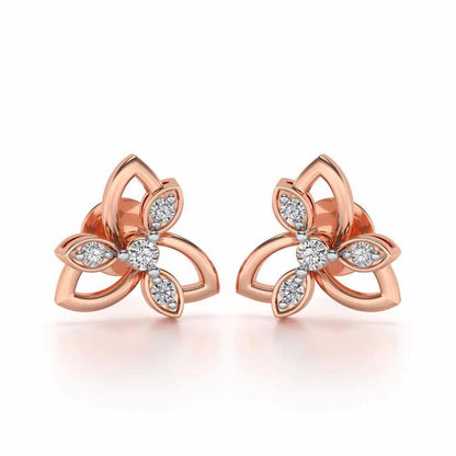 Subtle Flora Silver Earrings - Rose Gold - Image 1