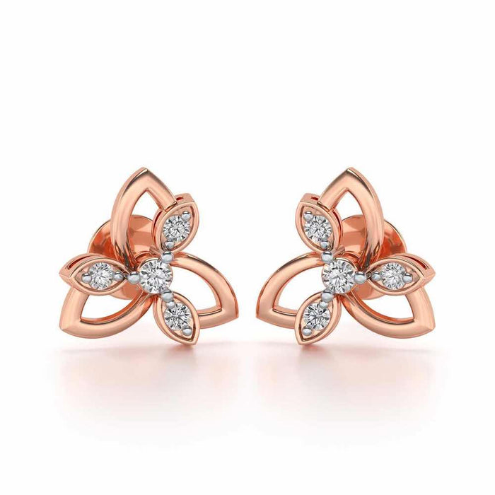 Subtle Flora Silver Earrings - Rose Gold - Image 1