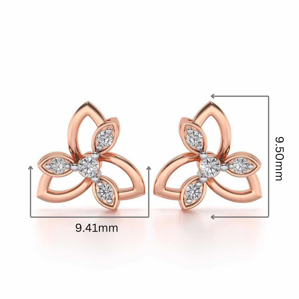 Subtle Flora Silver Earrings - Rose Gold - Image 2