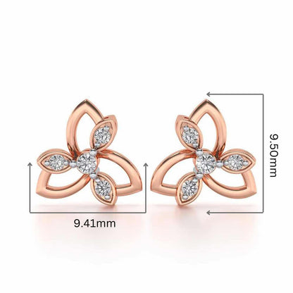Subtle Flora Silver Earrings - Rose Gold - Image 2