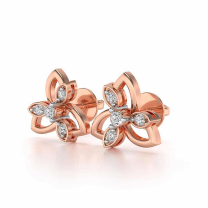 Subtle Flora Silver Earrings - Rose Gold - Image 3