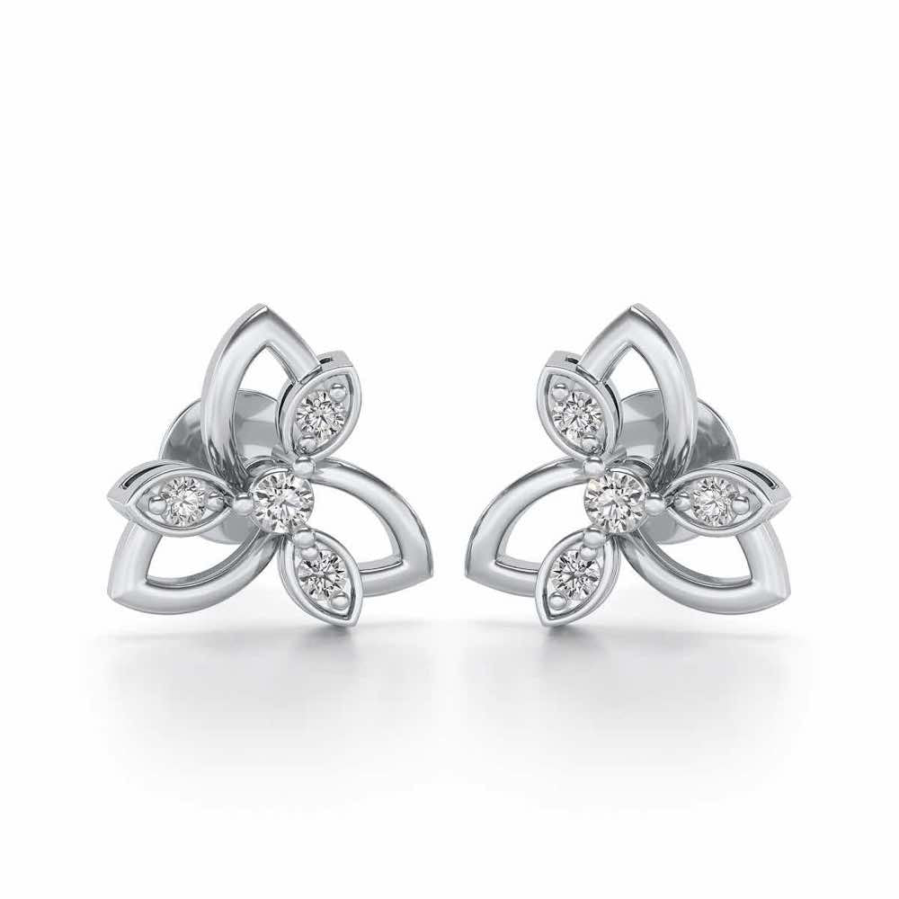 Subtle Flora Silver Earrings - White Gold - Image 1