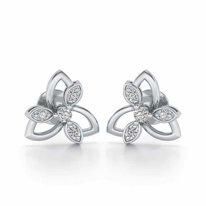 Subtle Flora Silver Earrings - White Gold - Image 1