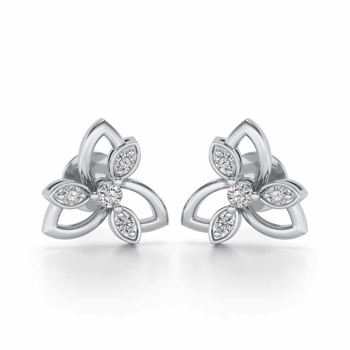 Subtle Flora Silver Earrings - White Gold - Image 1