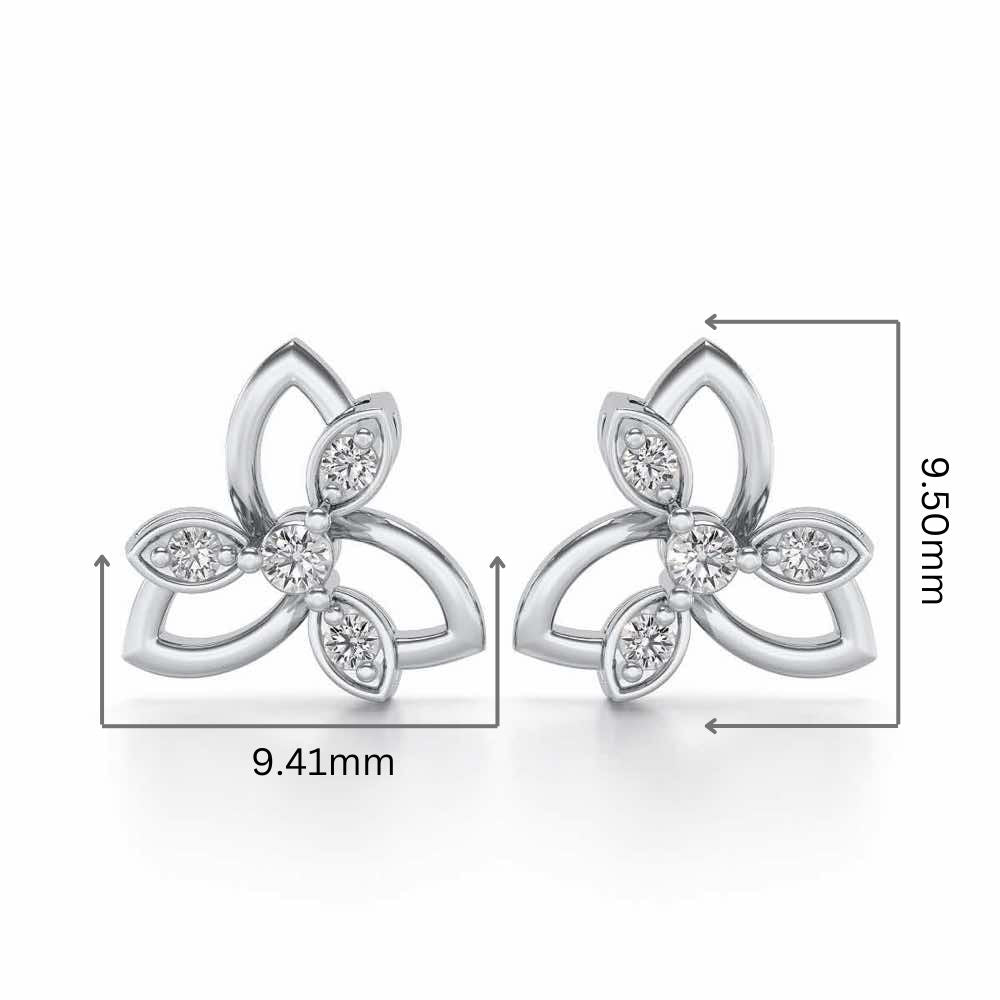 Subtle Flora Silver Earrings - White Gold - Image 2