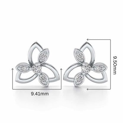 Subtle Flora Silver Earrings - White Gold - Image 2