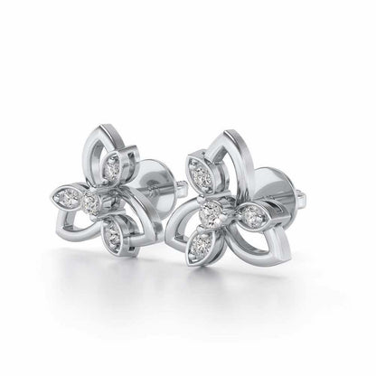 Subtle Flora Silver Earrings - White Gold - Image 3