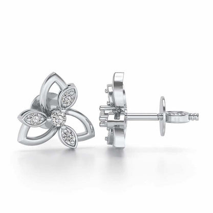 Subtle Flora Silver Earrings - White Gold - Image 4