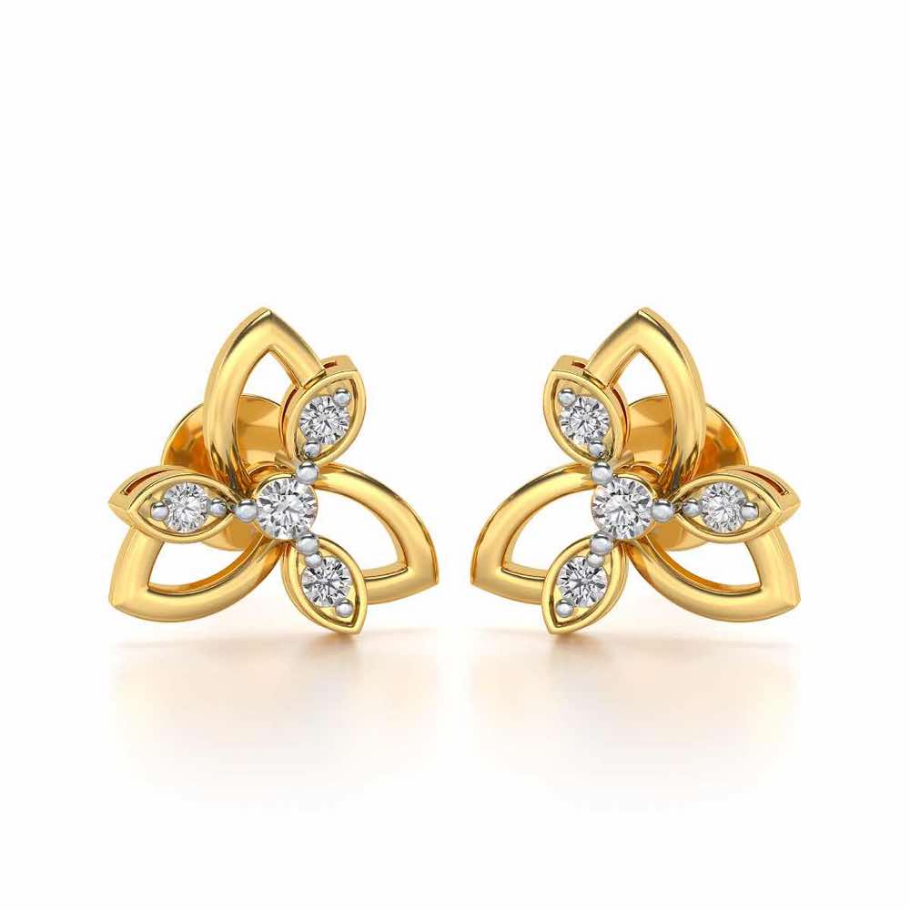 Subtle Flora Silver Earrings - Yellow Gold - Image 1